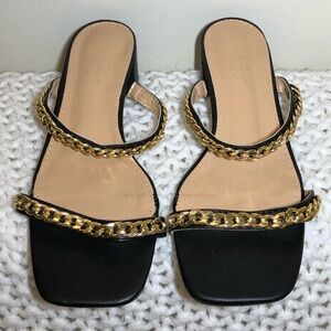 Nicole Miller Gold Chain Block Heels (sz 7.5)